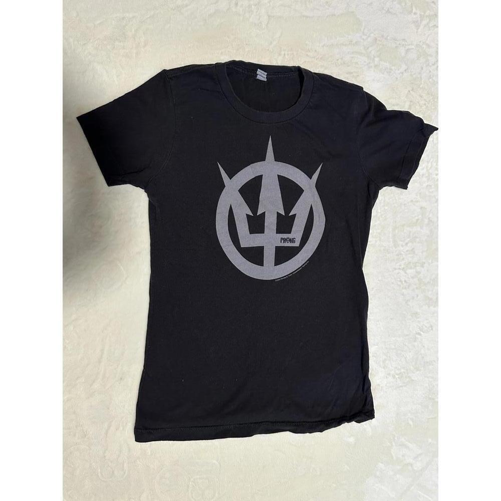 Women’s Small Prong Black Concert T-Shirt with Trident Logo - Picture 1 of 5